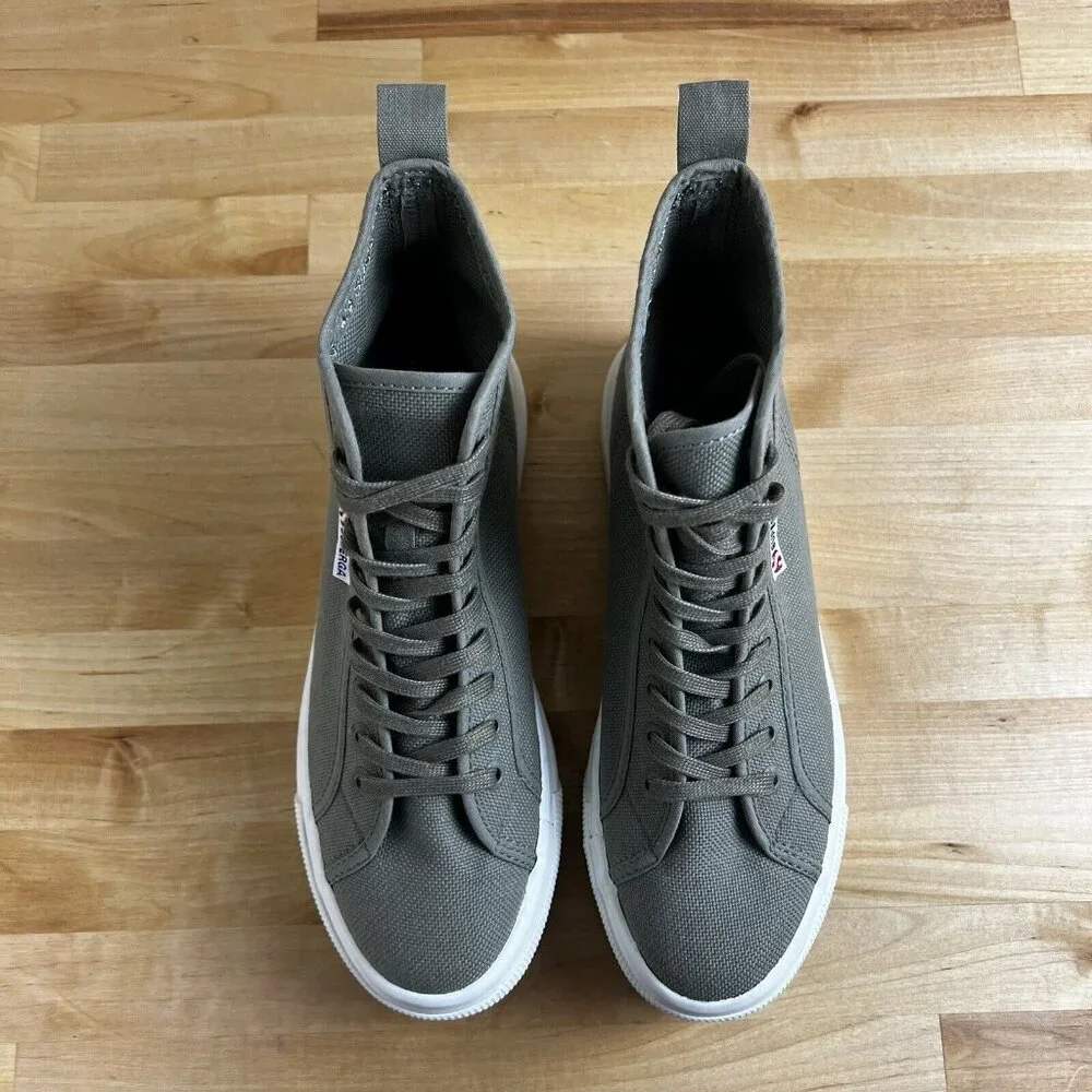 Superga 2708 High Top Tank Sneakers Platform Shoes Green Canvas Womens 9 Men 7.5